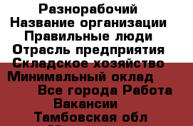 Разнорабочий › Название организации ­ Правильные люди › Отрасль предприятия ­ Складское хозяйство › Минимальный оклад ­ 28 000 - Все города Работа » Вакансии   . Тамбовская обл.,Моршанск г.